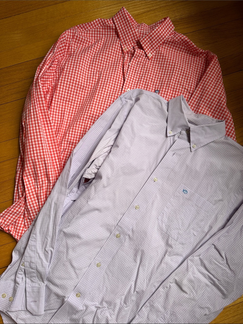 Southern Tide Men's Coral Gingham & Light Purple Check Button-Down Shirts